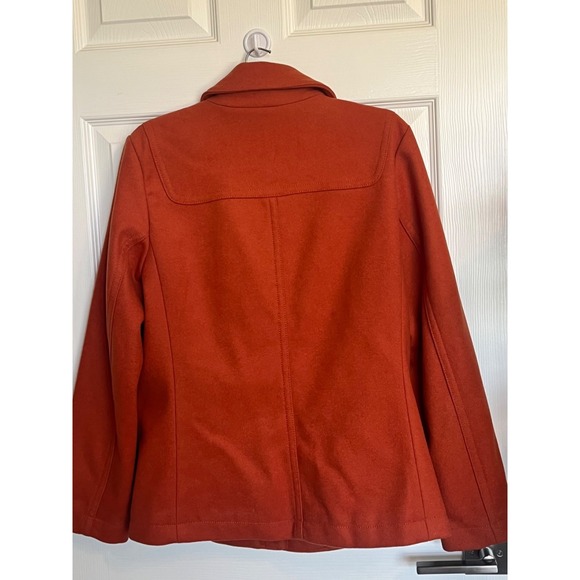 Vtg GAP Full Zip Toggles Collar 100% Wool Coat Color Burnt Orange Womens Size M - Picture 10 of 16